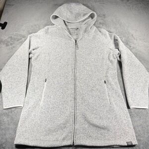 LL Bean Womens XL Sweater Fleece Full Zip Hoodie Light Gray Heather